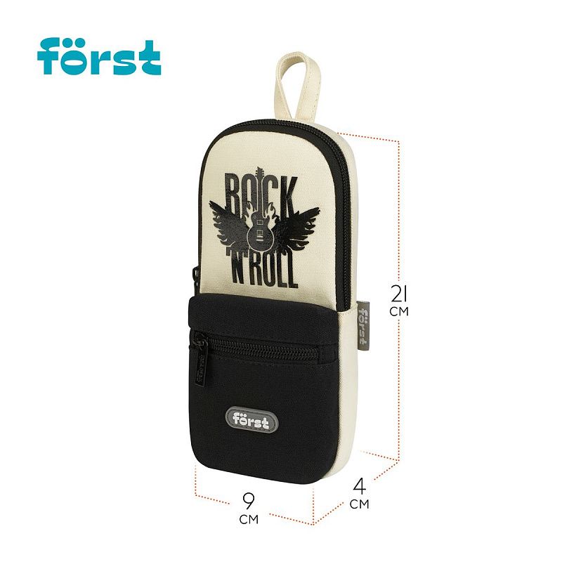 Пенал мягкий 1 отделение, 1 карман, 210*90*40 Först "Rock `n` roll", текстиль 