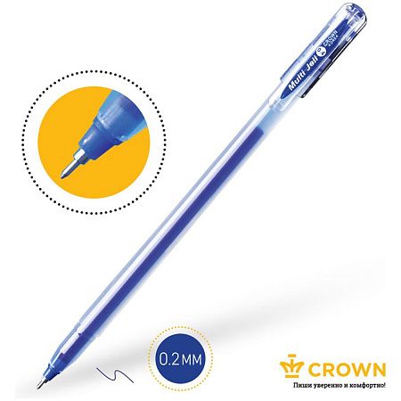 Ручка гелевая Crown "Multi Jell" синяя, 0,4мм, игольчатый стержень 