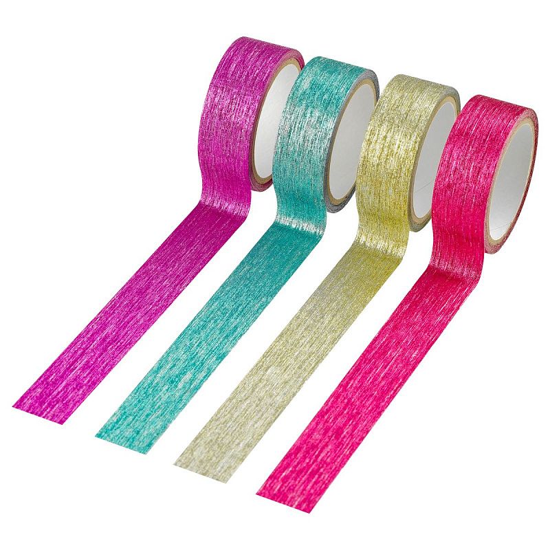 Набор клейких декоративных лент MESHU "Glitter lines", 4шт