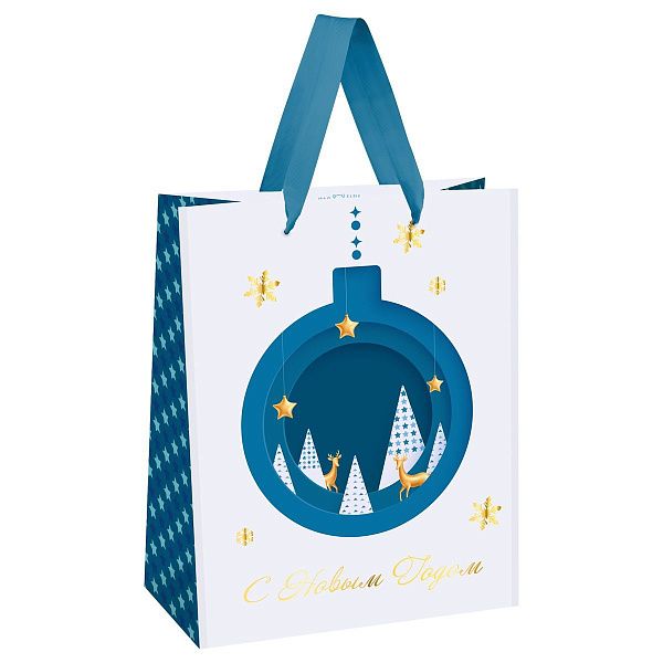 Пакет подарочный 18*23*10см MESHU "Christmas tale", фольга, матовая ламинация