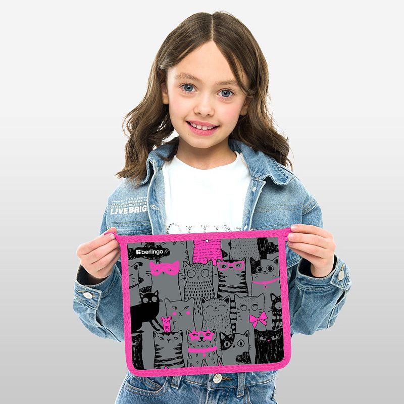 Папка для тетрадей 1 отделение, А5 Berlingo "Happy Cats", 240*205*40 мм, пластик, на молнии 