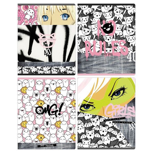 Тетрадь 40л., А5, клетка BG "No rules", выб. лак