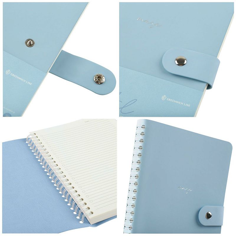 Записная книжка А5 96л. ЛАЙТ, кожзам, скрытый гребень, Greenwich Line "Pastel. Blue", блок в линию