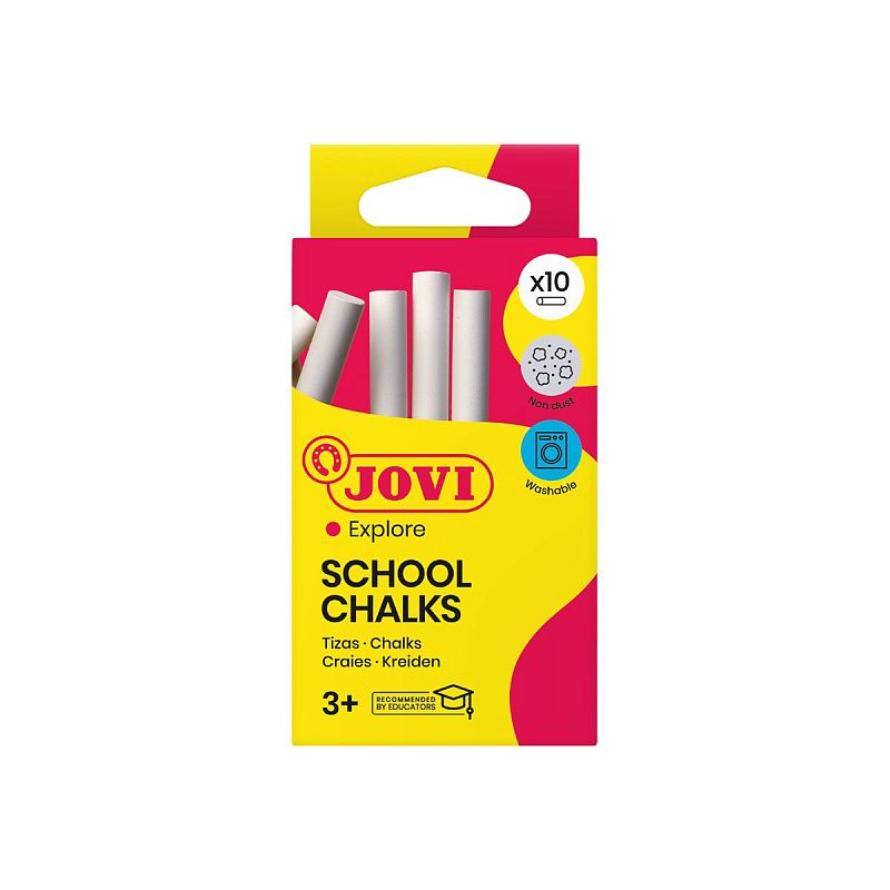 Мелки белые JOVI, 10шт., круглые, картонная коробка, европодвес 