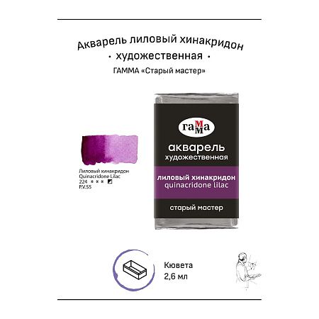 Акварель художественная Гамма "Старый Мастер" лиловый хинакридон, 2,6мл, кювета