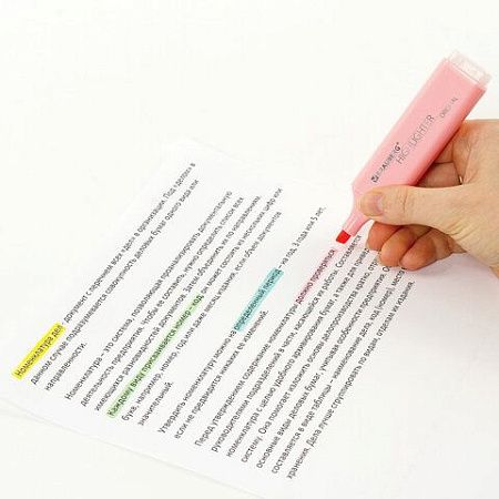 Набор текстовыделителей 4 ЦВЕТА, BRAUBERG "ORIGINAL PASTEL", линия письма 1-5 мм, 151697 
