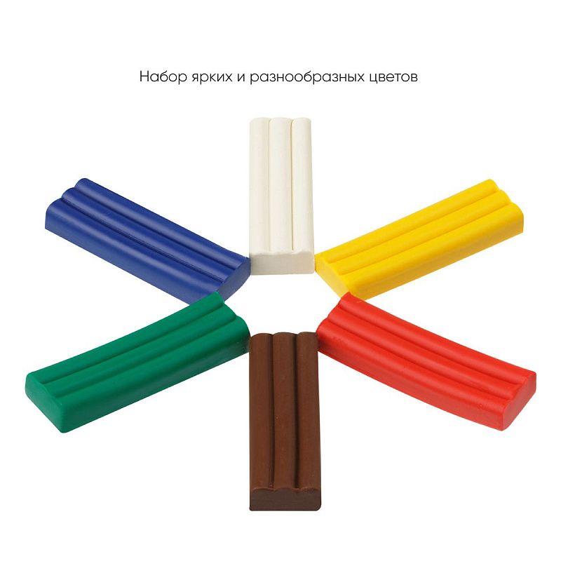 Пластилин восковой мягкий Гамма "Пчелка", 06 цветов, 90г, со стеком, картон. упаковка