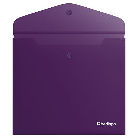Папка-конверт на кнопке Berlingo "Soft Touch", А5+, 200мкм, софт-тач, фиолетовая 