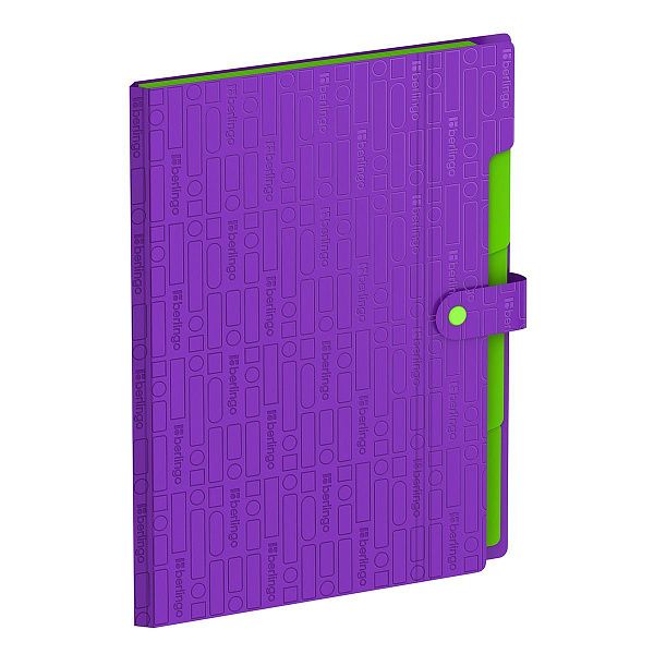 Папка 5 отделений Berlingo "Your Way", А4, 600мкм, на кнопке, фиолетовая