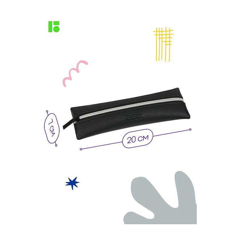 Пенал 1 отделение, 200*70 Berlingo "Original black", экокожа 