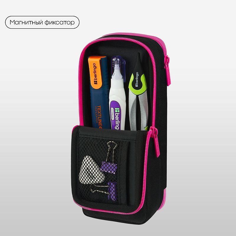 Пенал 2 отделения, 205*80*55 Berlingo "Never or ever", полиэстер, внутренний органайзер, магнит 