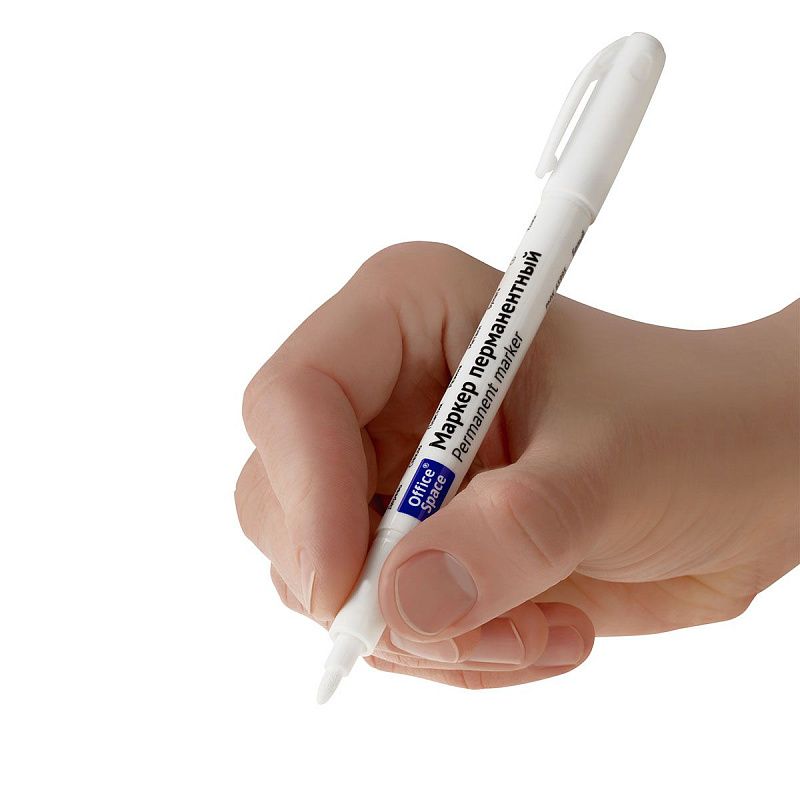 Маркер перманентный OfficeSpace белый, пулевидный, 1мм 