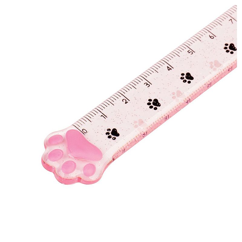 Линейка 15см MESHU "Paw", пластиковая, тонированная, с блестками, европодвес 