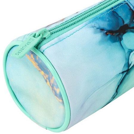 Пенал-тубус BRAUBERG, с эффектом Soft Touch, мягкий, "Mint marble", 22х8 см, 271568 