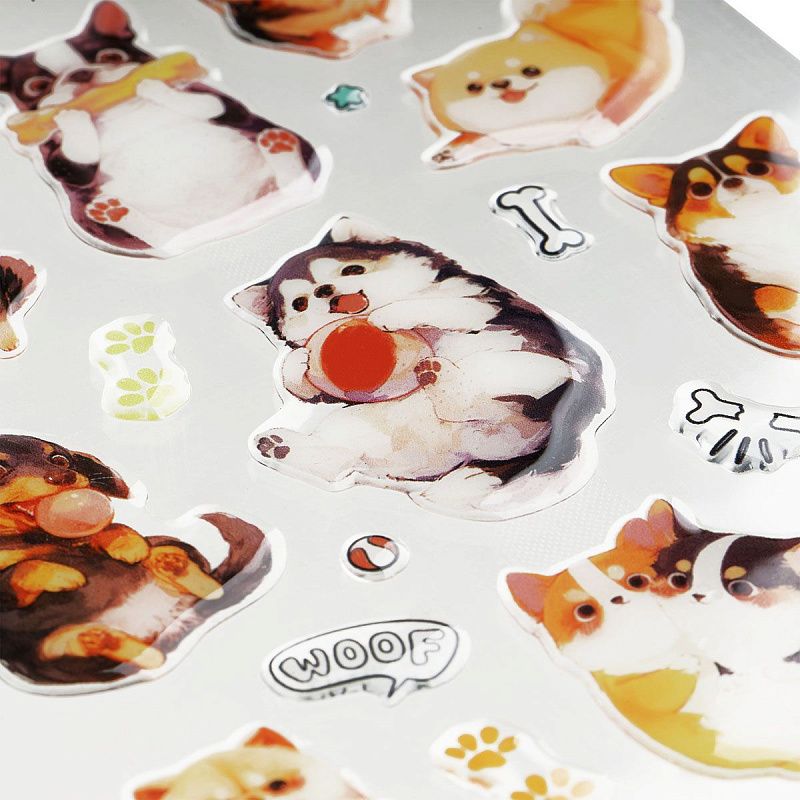 Наклейки гелевые MESHU  "Cute Dog" , 10*23см, инд. уп., европодвес