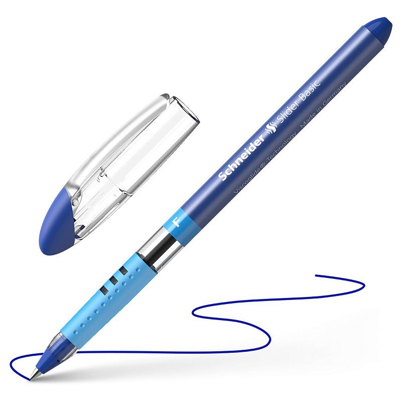 Ручка шариковая Schneider "Slider Basic" синяя, 0,8мм, грип 