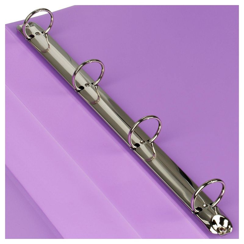 Папка на 4 кольцах СТАММ "Кристалл" А4, 40мм, 700мкм, пластик, фиолетовая 