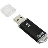 Память Smart Buy "V-Cut"  4GB, USB 2.0 Flash Drive, черный (металл. корпус )