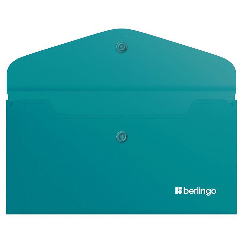 Папка-конверт на кнопке Berlingo "Soft Touch", C6, 200мкм, софт-тач, бирюзовая 