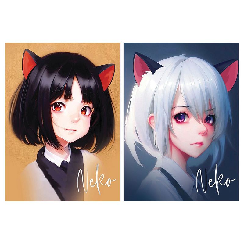 Блокнот А5 50л. на отрывной склейке MESHU "Neko", матовая ламинация, тиснение фольгой