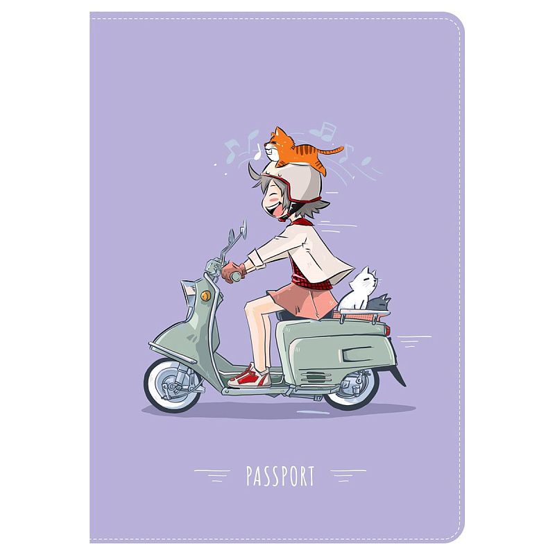 Обложка для паспорта MESHU "CatBike", ПВХ, 2 кармана 