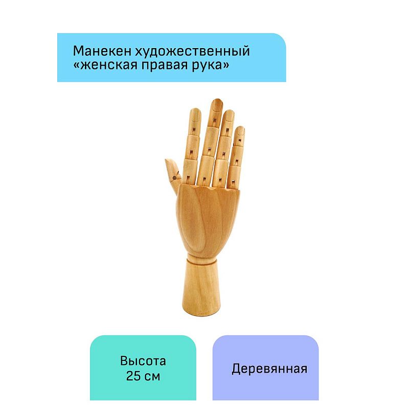 Манекен художественный "рука" Гамма "Студия", женская правая, деревянный, 25см