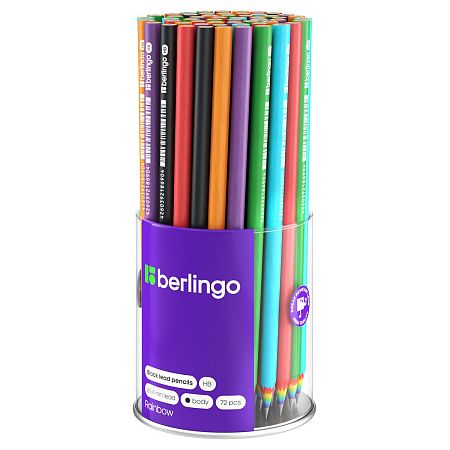 Карандаш ч/г Berlingo "Rainbow" HB, из переработанной бумаги, радужное сечение, круглый, заточен., ассорти 