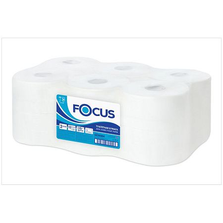 Бумага туалетная Focus Mini Jumbo (T2), 2 слойн, 170м/рул., тиснение, белая 
