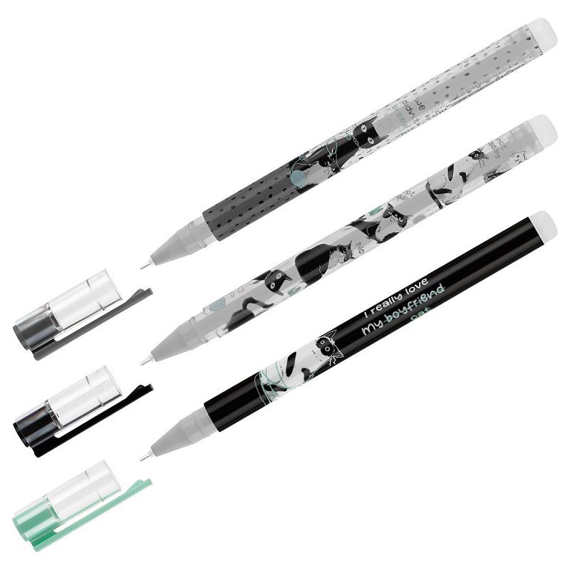 Ручка гелевая стираемая MESHU "Cats knot" синяя, 0,5мм, корпус ассорти