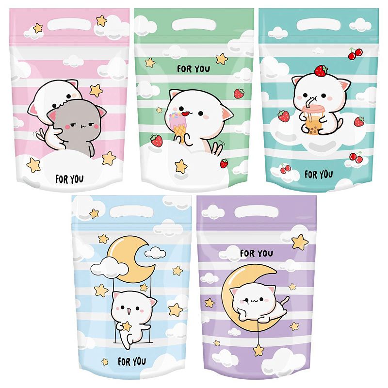 Набор подарочных пакетов 15*22 см, зип-лок, MESHU "Cloud cat", 35шт.