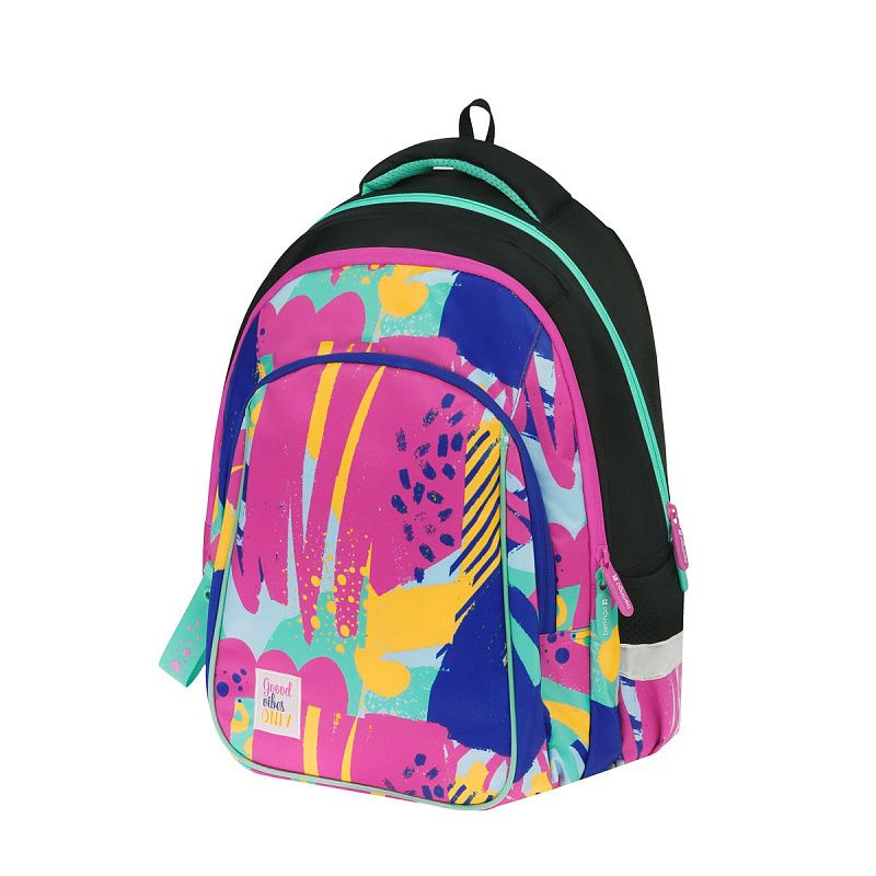Рюкзак Berlingo Comfort "Abstract pink" 38*27*18см, 3 отделения, 3 кармана, эргономичная спинка 