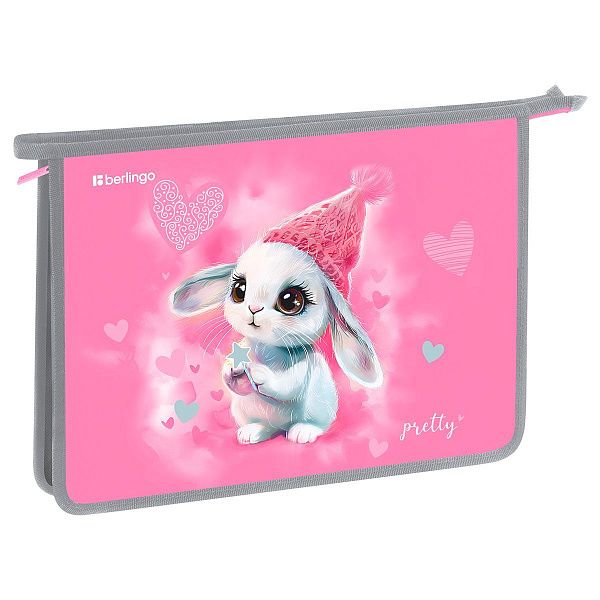 Папка для тетрадей 1 отделение, А4 Berlingo "Dreamy Bunny", 340*245*40 мм, пластик, на молнии