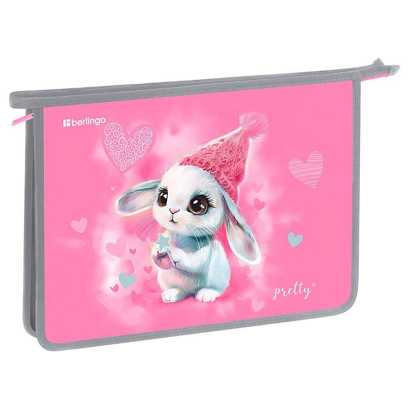 Папка для тетрадей 1 отделение, А4 Berlingo "Dreamy Bunny", 340*245*40 мм, пластик, на молнии