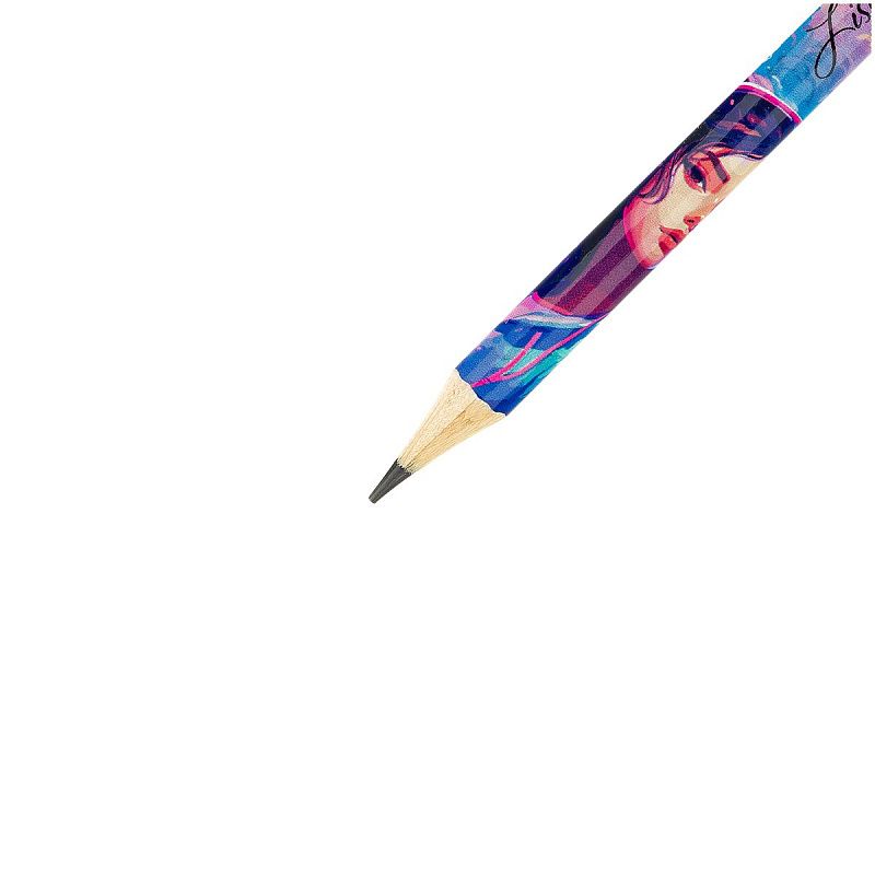 Карандаш ч/г MESHU "Girls and music", HB, заточен., с печатью, с ластиком, ассорти, туба 