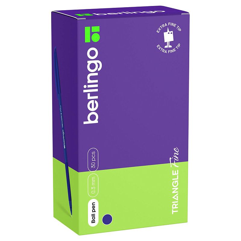 Ручка шариковая Berlingo "Triangle Fine" синяя, 0,3мм, трехгран., грип 