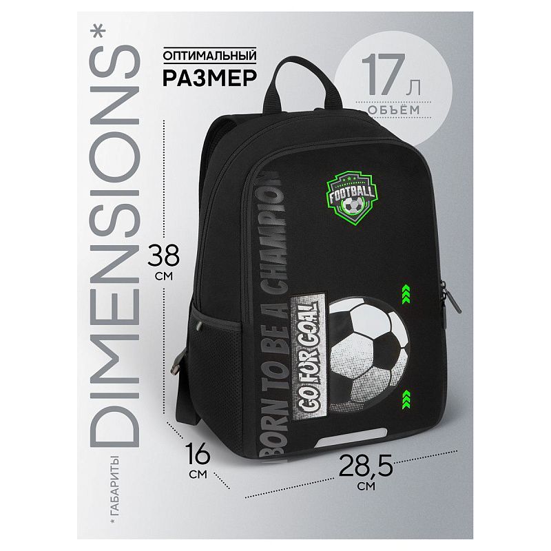 Рюкзак Berlingo UltraComfort "Born to be a champion" 38*28,5*16см, 2 отделения, 2 кармана, эргономичная спинка 