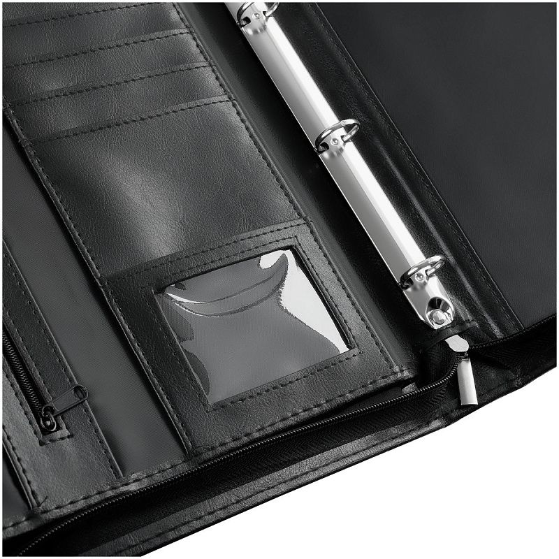 Папка деловая OfficeSpace "Astra" имп. кожзам, на молнии, кольц. зажим, с ручкой 