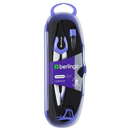 Готовальня Berlingo "Optimum", 3 предмета, циркуль 135мм, пластиковый футляр 