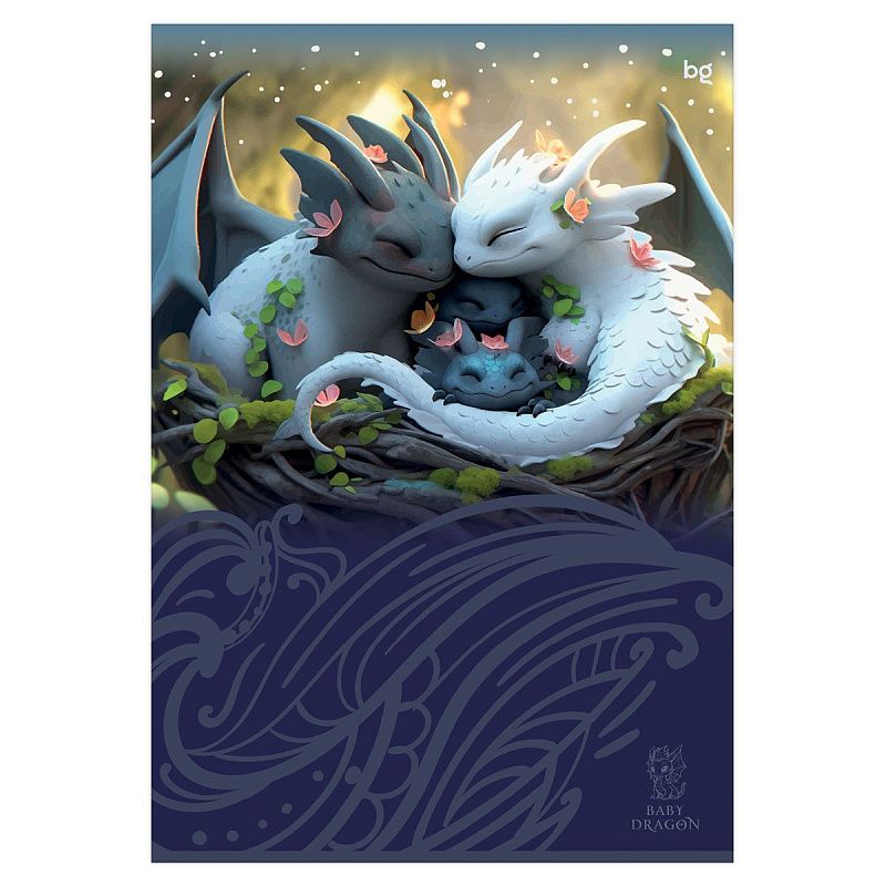 Тетрадь 96л., А4, клетка BG "Baby Dragon", глянцевая ламинация