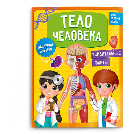 Книжка-задание, А4, ГЕОДОМ "Мой первый атлас. Тело человека", 32стр., глянцевая ламинация, с наклейками