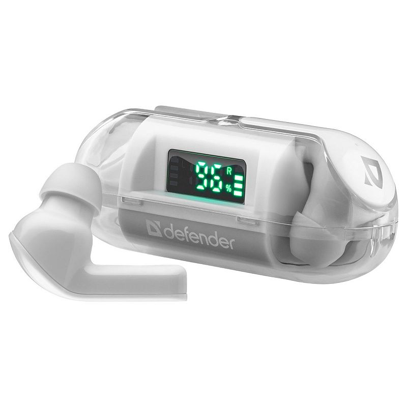 Наушники с микрофоном беспроводные Defender Twins 916, Bluetooth, разъем Type-C, белый