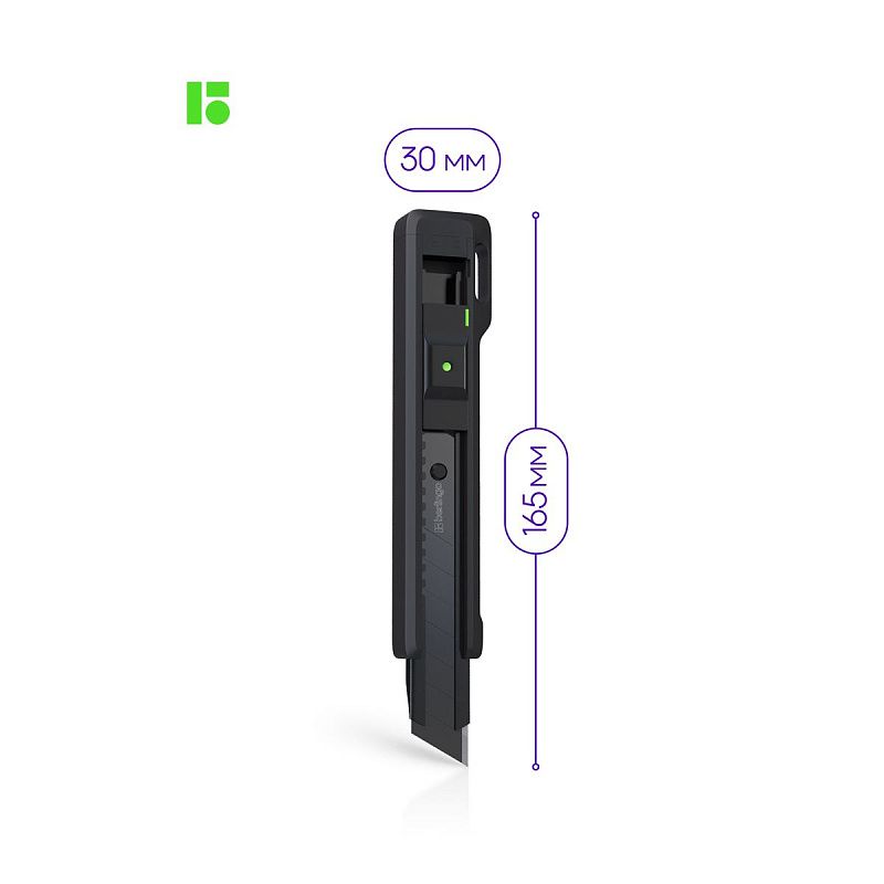 Нож канцелярский 18мм Berlingo "Razzor 400", черное лезвие, auto-lock, металл. направл., европодвес