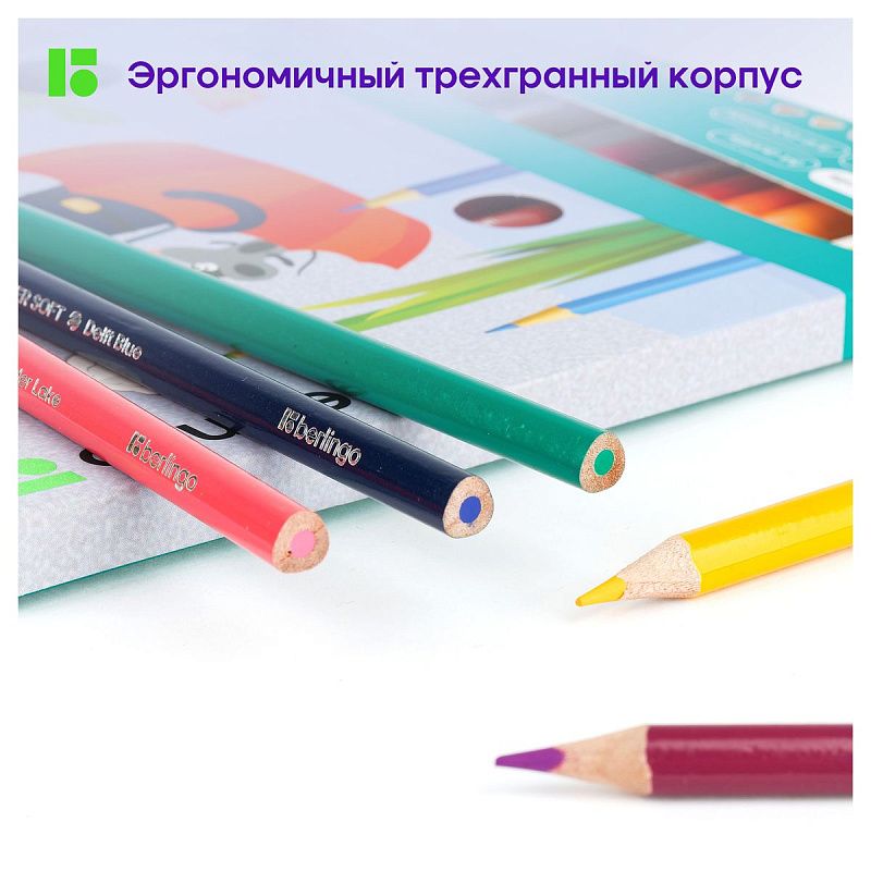 Карандаши цветные Berlingo "SuperSoft. Жил-был кот", 36цв., трехгран., заточен., картон, европодвес