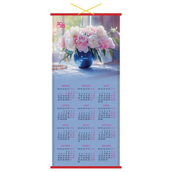 Календарь настенный "циновка", 320*760 мм BG "Цветы", 2026г