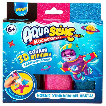 Набор для изготовления фигурок из цветного геля Aqua Slime золото-серебро/розовый-синий