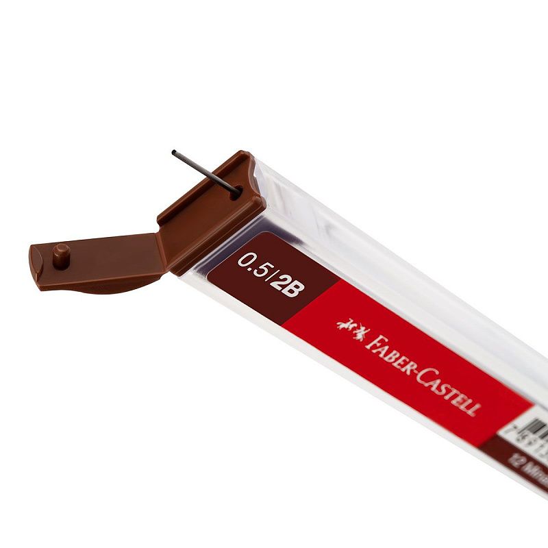 Грифели для механических карандашей Faber-Castell "Polymer", 12шт., 0,5мм, 2B 