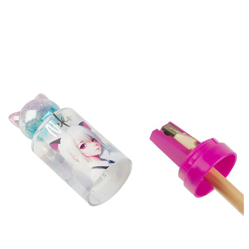 Точилка пластиковая MESHU "Neko", 1 отверстие, ассорти 