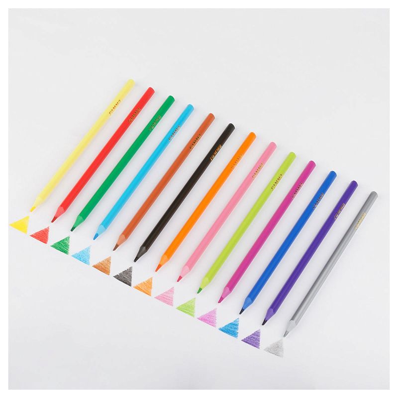 Карандаши цветные пластиковые Гамма "Мультики", 12цв. +1 серебряный, трехгранные, заточен., картон., европодвес