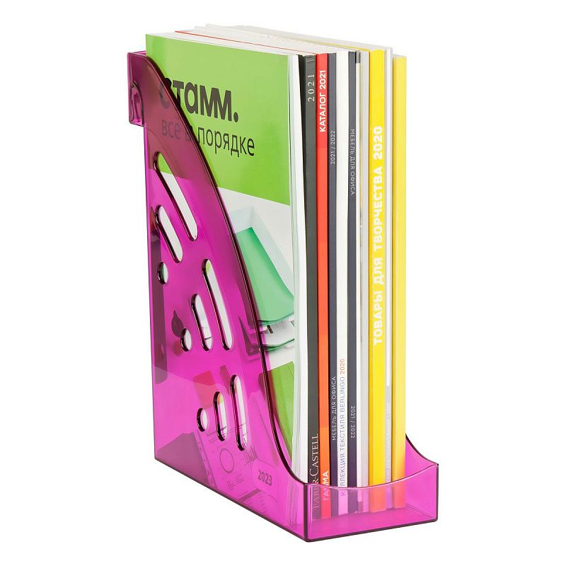 Лоток для бумаг вертикальный СТАММ "Эксперт", тонированный, слива, ширина 95мм