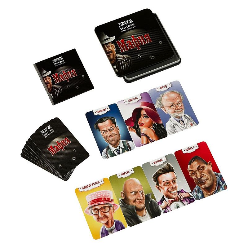 Игра настольная ТРИ СОВЫ "Мафия", 14 карточек, метал. коробка 